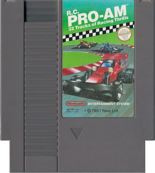RC Pro-Am Nintendo Entertainment System NES for retro video game enthusiasts featuring isometric racing gameplay remote controlled vehicle competition power up collection fast paced track action multiplayer excitement precision driving mechanics and collectible gaming appeal cart