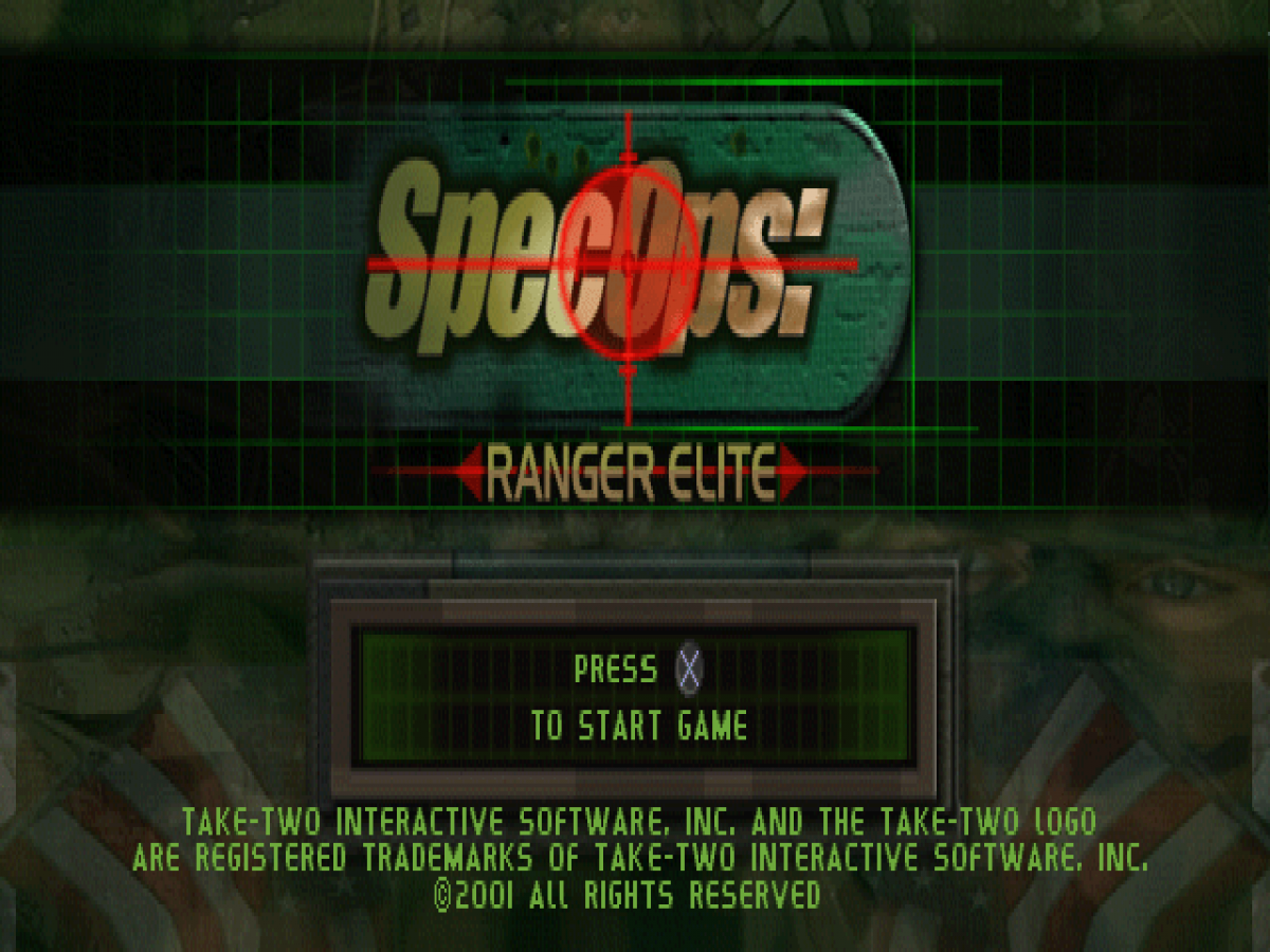 Spec Ops: Ranger Elite home screen for PlayStation 1 (PS1) tactical shooter video game