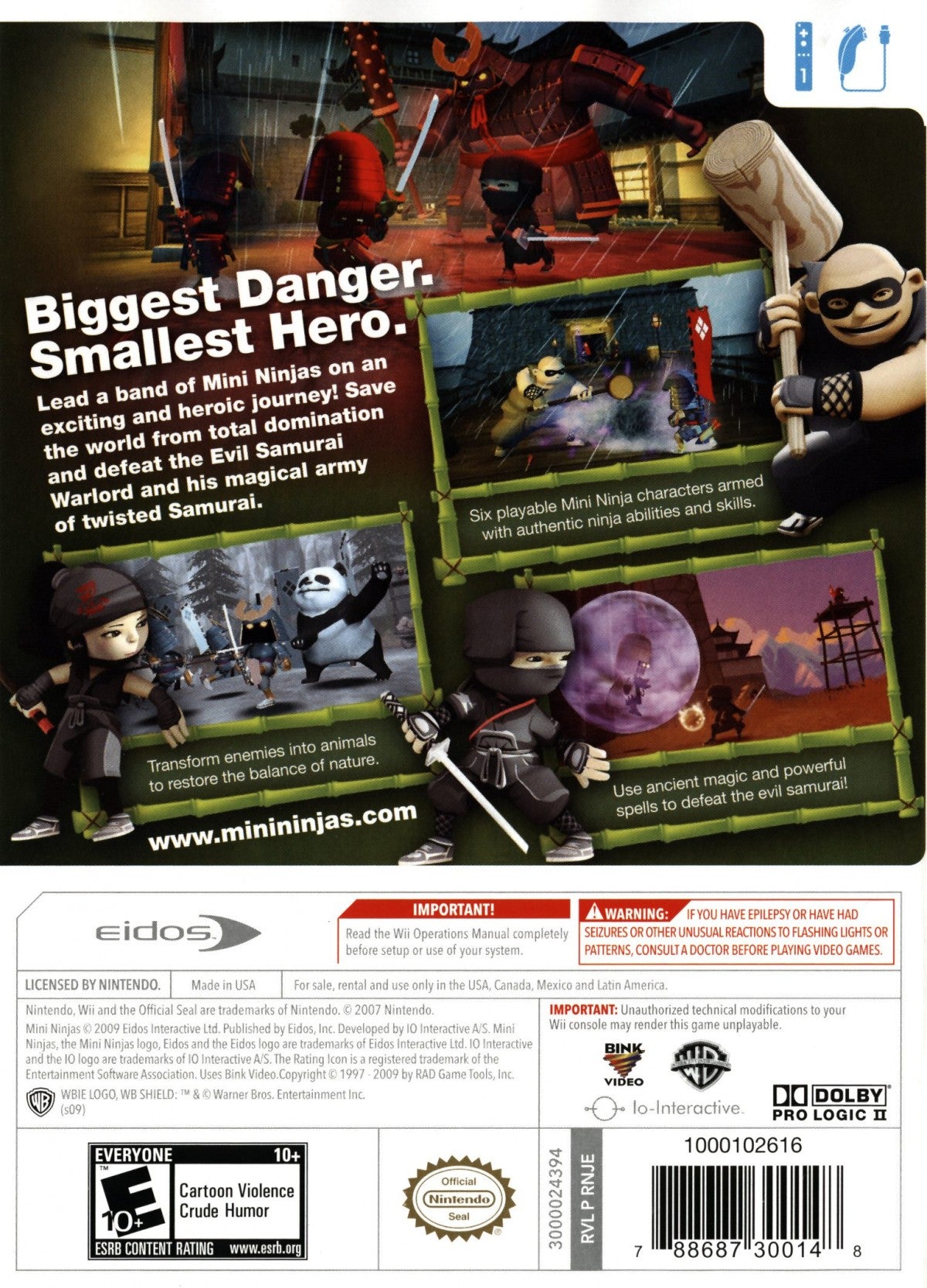 Mini Ninjas – Nintendo Wii (Wii) action-adventure stealth platformer video game back of case