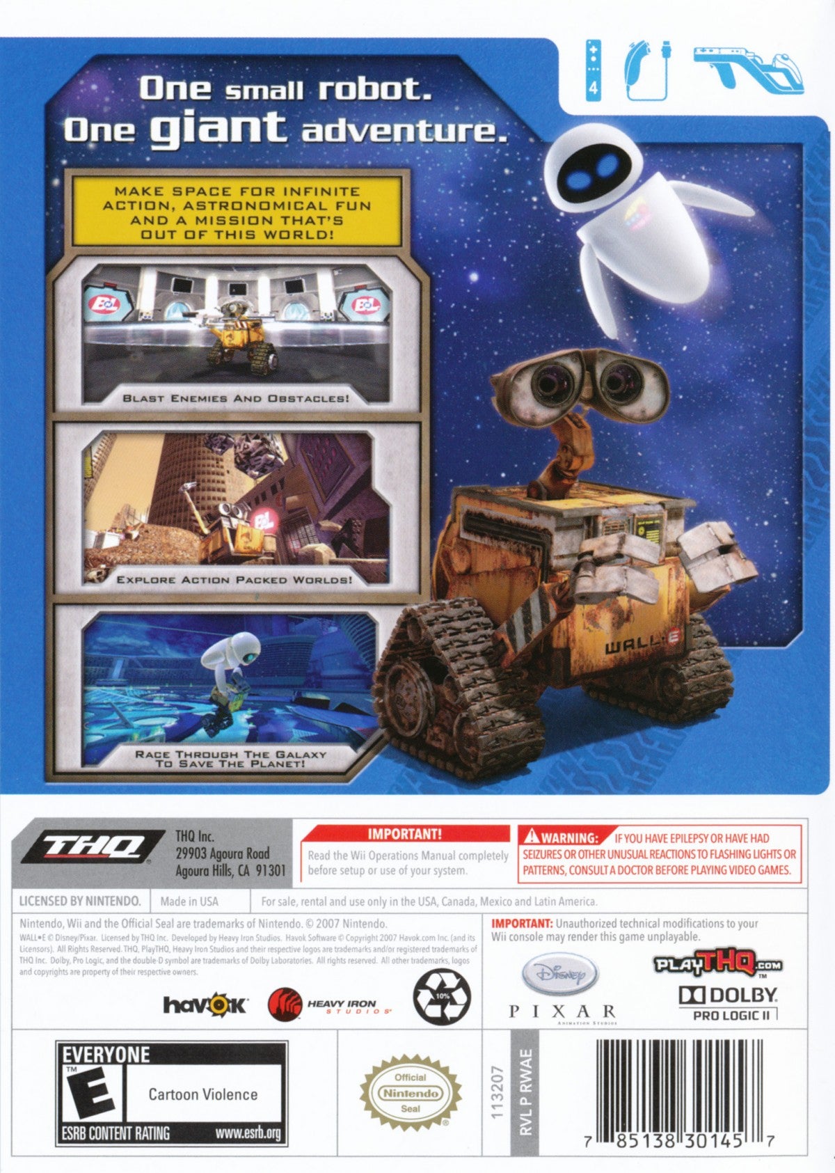 Disney Pixar Wall-E back cover art for Nintendo Wii (Wii) video game