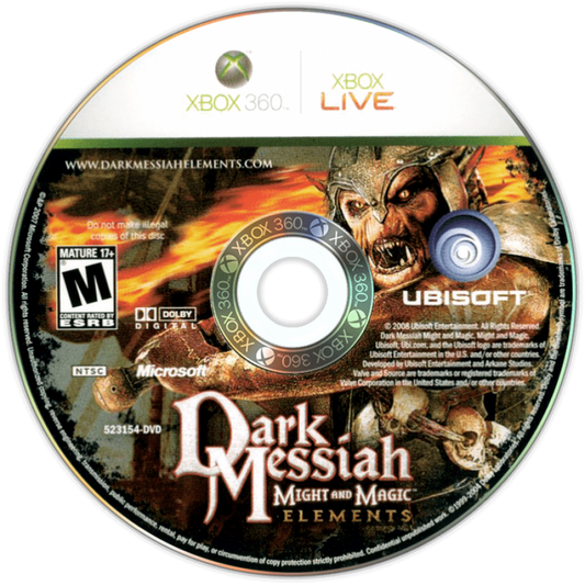 Dark Messiah: Might and Magic Elements – Xbox 360 (X360) Front Cover Disc Art Image