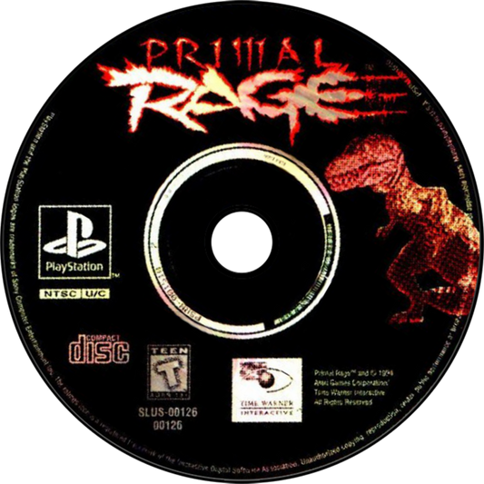 Primal Rage for PlayStation 1 fighting game featuring giant prehistoric beasts battling in arcade style combat long box packaging retro console release disc