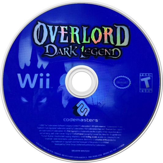 Overlord: Dark Legend – Nintendo Wii (Wii) action-adventure fantasy role-playing video game disc