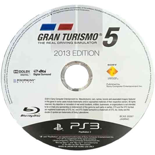 Gran Turismo 5 disc for PlayStation 3 (PS3) video game