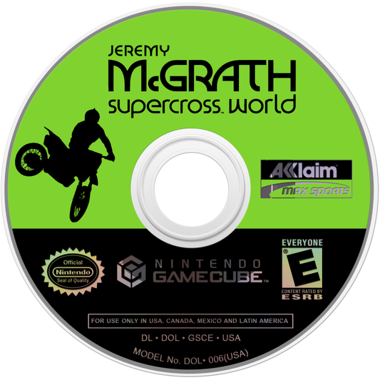 Jeremy McGrath: Supercross World disc for GameCube (GC) motocross racing video game