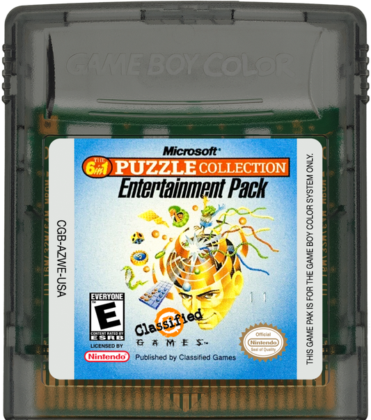 Microsoft 6 in 1 Puzzle Collection game cartridge for Game Boy Color (GBC) video game
