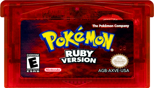 Pokemon Ruby cover art for Game Boy Advance (GBA) video game game cartridge