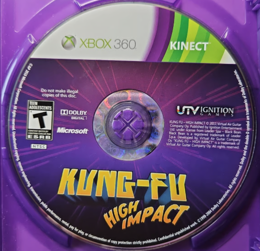 Kung Fu High Impact disc for Xbox 360 (X360) motion-controlled beat 'em up fighting video game