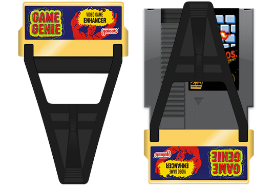 Game Genie for Nintendo Entertainment System (NES) at Gamers INC, featuring the legendary cheat-code breakthrough that unlocked a new dimension of gaming by allowing players to enter alphanumeric codes to bypass difficult levels, gain infinite lives, or discover hidden game features; this essential accessory includes the classic gold cartridge design and provides the ultimate power-up for your entire NES library, from Super Mario Bros. to The Legend of Zelda usage diagram