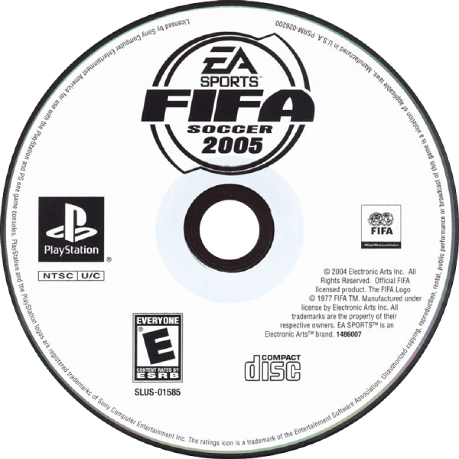 FIFA 2005 disc for PlayStation 1 (PS1) retro soccer video game