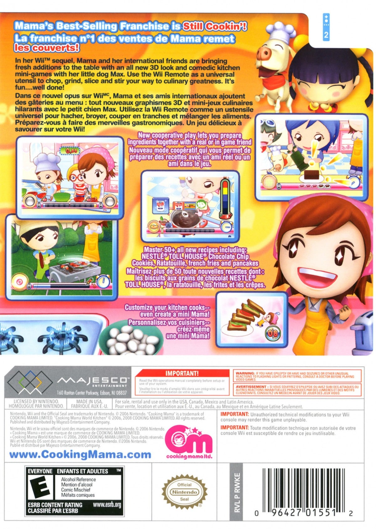 Cooking Mama: World Kitchen back cover art for Nintendo Wii (Wii) video game
