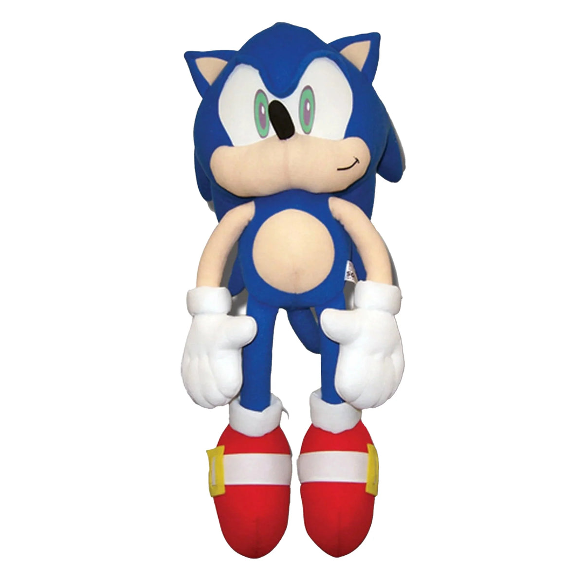 Big Sonic the Hedgehog 20 Inch Plush Sega Sonic collectible stuffed toy featuring iconic blue hedgehog character design signature quills red shoes white gloves soft plush fabric oversized 20 inch display size cuddly stuffed animal gaming merchandise Sonic the Hedgehog fan gift bedroom decor shelf display and video game collectible appeal