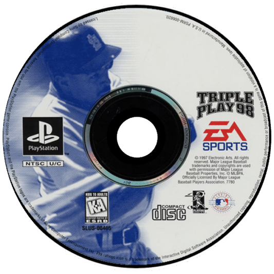 Triple Play 98 disc for PlayStation 1 (PS1) baseball sports video game