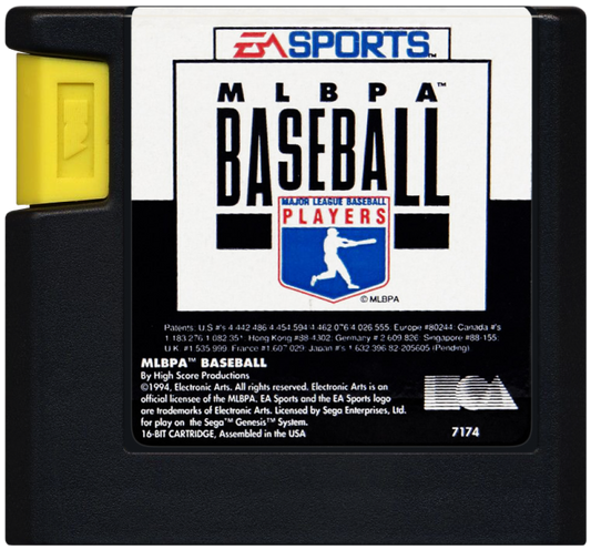 MLBPA Baseball cartridge for Sega Genesis GEN video game