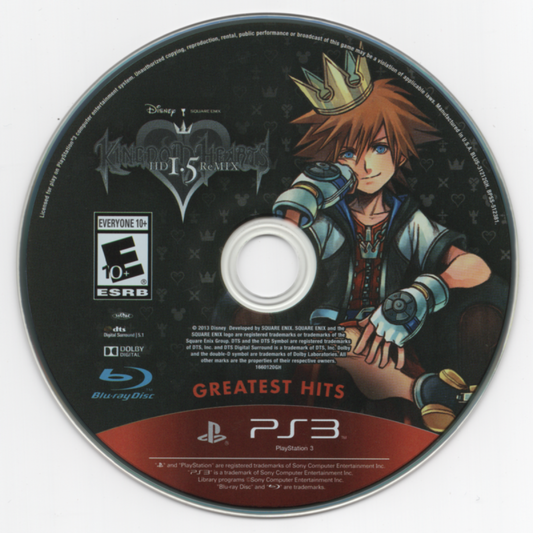 Kingdom Hearts HD 1 point 5 Remix Greatest Hits disc for PlayStation 3 PS3 video game