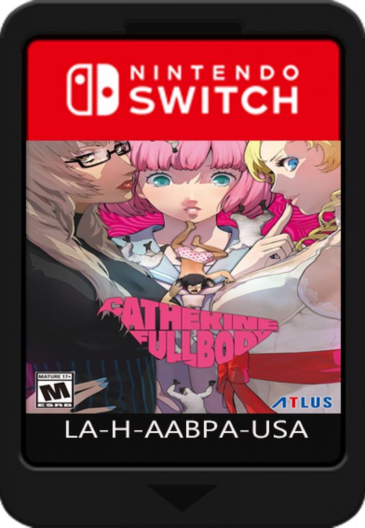 Catherine Full Body for Nintendo Switch puzzle adventure game featuring relationship story choices anime cutscenes block climbing puzzles and mature themed gameplay cartridge