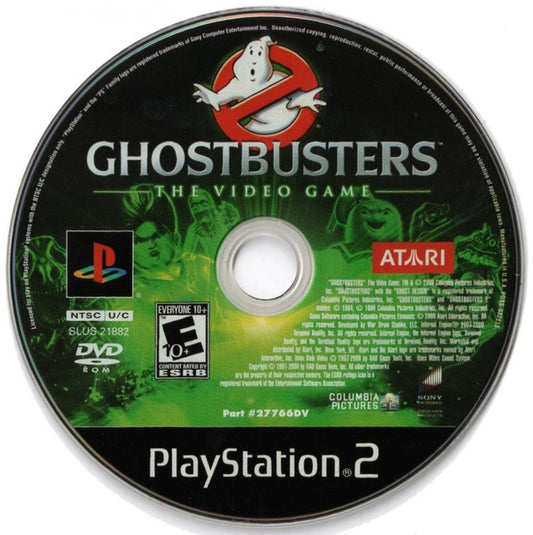 Ghostbusters: The Video Game for PlayStation 2 action adventure game featuring proton pack ghost hunting supernatural enemies campaign mode based on the Ghostbusters film franchise disc