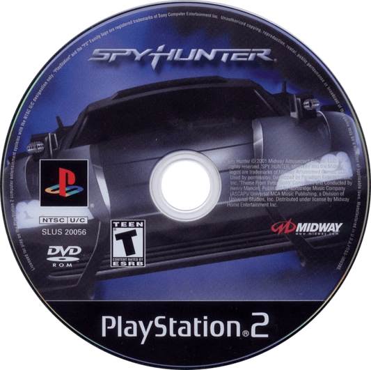 Spy Hunter – PlayStation 2 (PS2) video game disc, vehicular combat action.