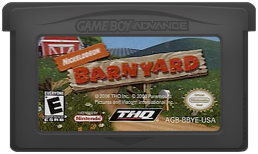 Barnyard Game Boy Advance GBA cartridge for retro video game enthusiasts featuring farm themed adventure gameplay mini game collections open farm exploration animal character activities lighthearted story missions and portable handheld casual gaming experience and collectible gaming appeal