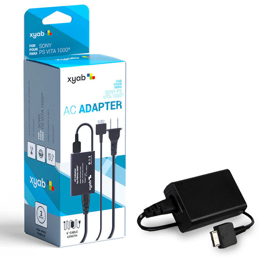 XYAB brand PlayStation Vita AC adapter and charger with USB output for powering and charging PS Vita handheld consoles