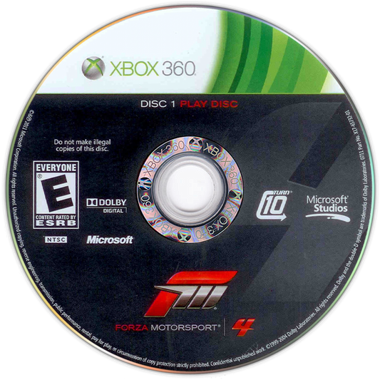 Forza Motorsport 4 for Xbox 360 racing simulation video game featuring realistic driving physics extensive car roster dynamic tracks Kinect support and immersive next generation motorsports experience disc 1