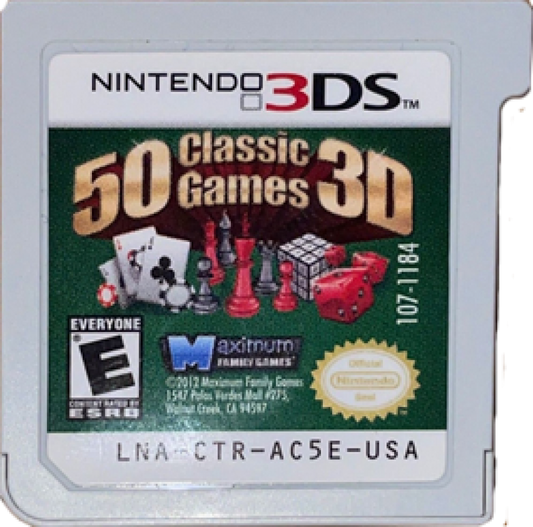 50 Classic Games cartridge for Nintendo 3DS (3DS) puzzle and card compilation video game
