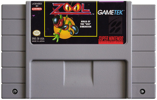 Zool Ninja of the Nth Dimension cartridge for Super Nintendo Entertainment System (SNES) retro video game