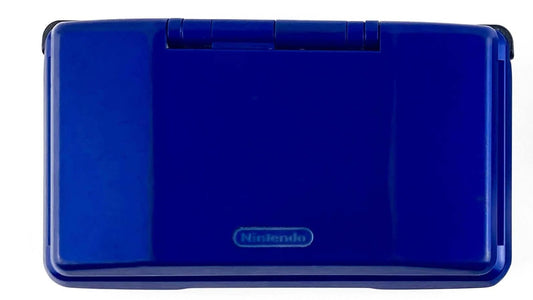 Nintendo DS Electric Blue handheld console featuring dual screen gaming technology touchscreen controls Game Boy Advance compatibility wireless multiplayer support portable Nintendo entertainment and collectible gaming appeal closed top