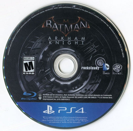 Batman: Arkham Knight disc for PlayStation 4 (PS4) action-adventure superhero video game
