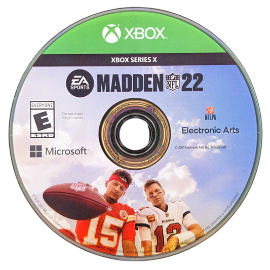 Madden NFL 22 for Xbox Series X (XSX) at Gamers INC, featuring the next-generation football experience powered by Dynamic Gameplay and Gameday Atmosphere, with enhanced AI, realistic player movement, and deeper "Face of the Franchise" and "Franchise Mode" features that bring every NFL Sunday to life in stunning 4K detail and lightning-fast loading speeds disc