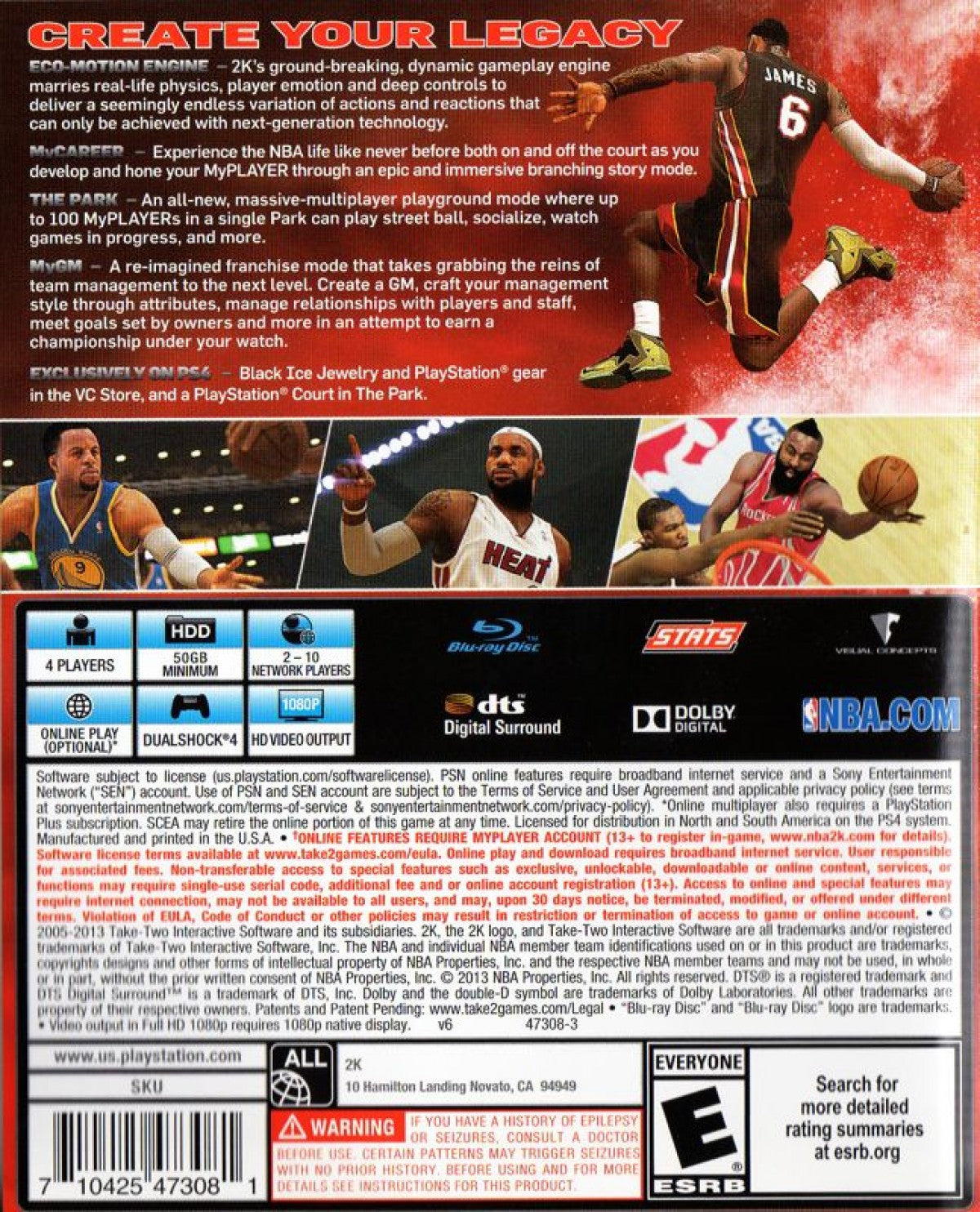 NBA 2K14 – PlayStation 4 (PS4) video game back of case, basketball sports simulation game