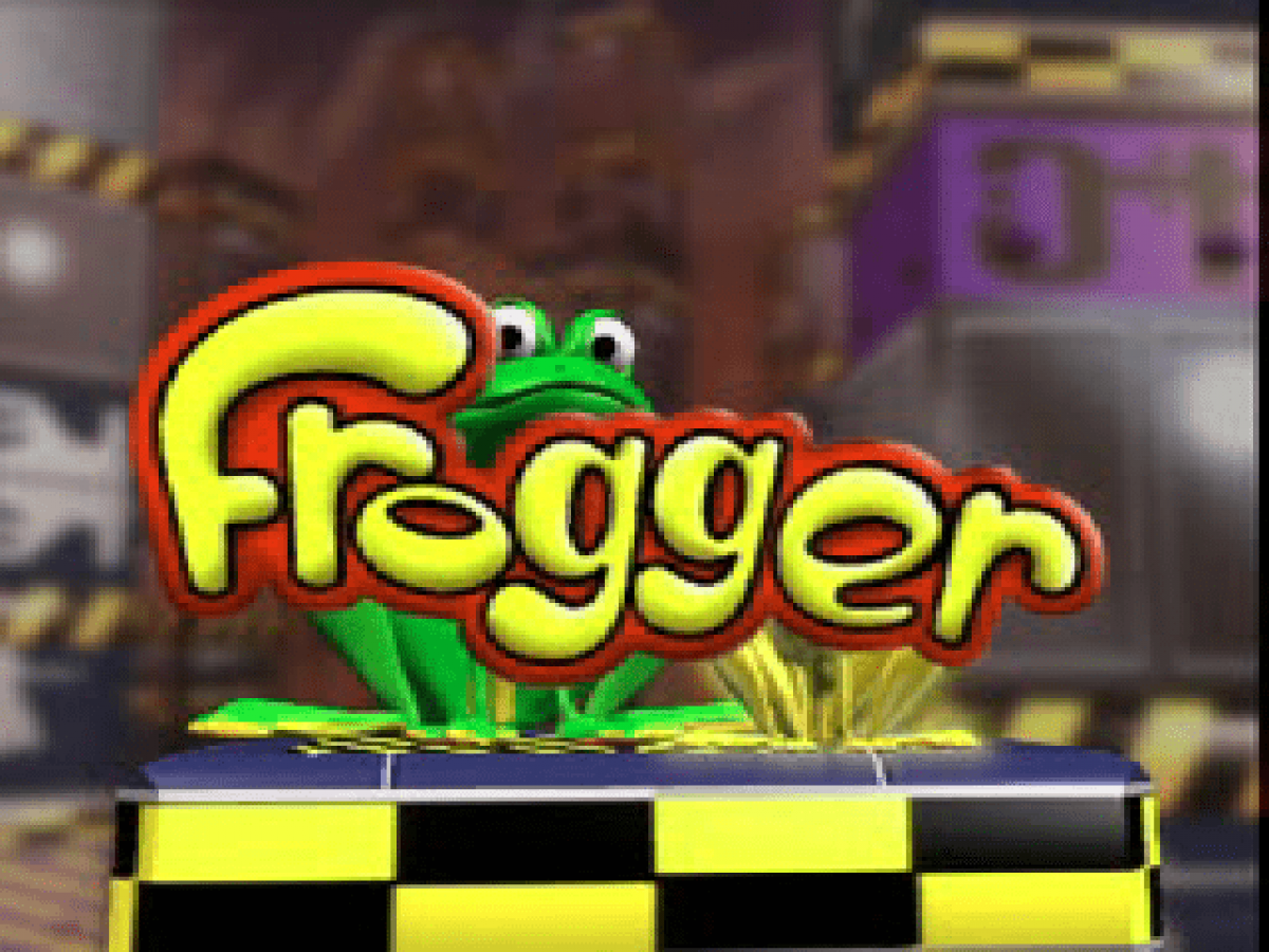 Frogger title card for PlayStation 1 (PS1) retro video game