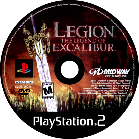 Legion: The Legend of Excalibur disc art for Playstation 2 (PS2) video game