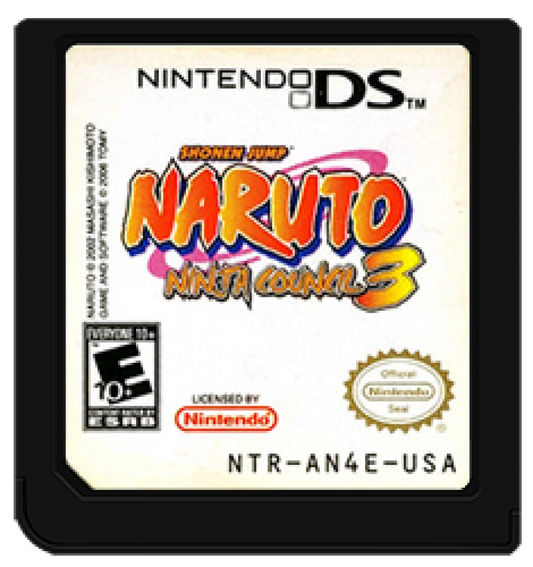 Naruto Ninja Council 3 game card cover art for Nintendo DS (DS).