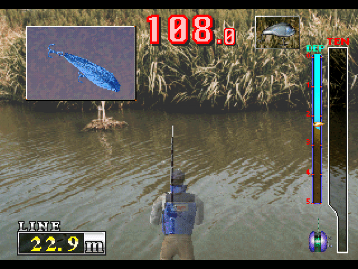 Fisherman's Bait gameplay for PlayStation 1 (PS1) retro fishing video game