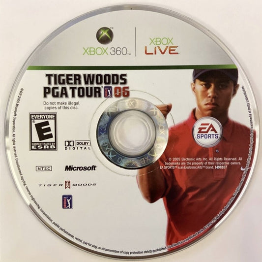 Tiger Woods PGA Tour 06 disc for Xbox 360 (X360) golf sports video game