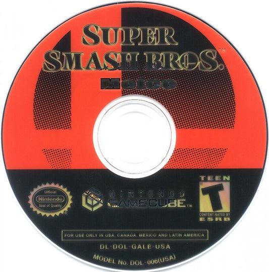 Super Smash Bros. Melee disc for Nintendo GameCube (GC) multiplayer fighting video game