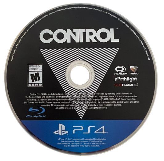Control for PlayStation 4, disc for an action-adventure third-person shooter video game with supernatural powers, sci-fi mystery, cinematic combat, and paranormal exploration gameplay