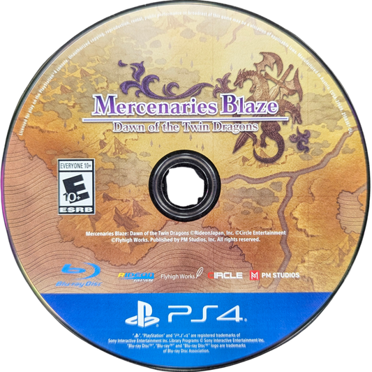 Mercenaries Blaze: Dawn of the Twin Dragons for PlayStation 4 (PS4) at Gamers INC, featuring a classic tactical RPG experience with deep turn-based combat, 3D isometric battlefields, and a branching narrative where your choices shape the fate of a kingdom in turmoil disc