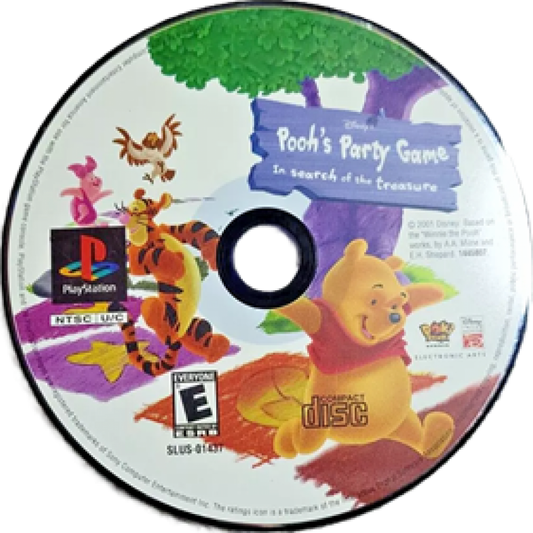 Pooh's Party Game: In Search of the Treasure disc for PlayStation 1 (PS1) family party video game