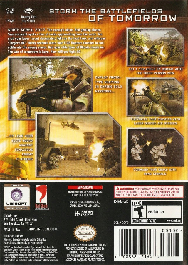 Tom Clancys Ghost Recon 2 retro Nintendo GameCube video game Ghost Recon tactical military shooter squad based combat stealth warfare Tom Clancy action multiplayer console title Nintendo GameCube release back of case