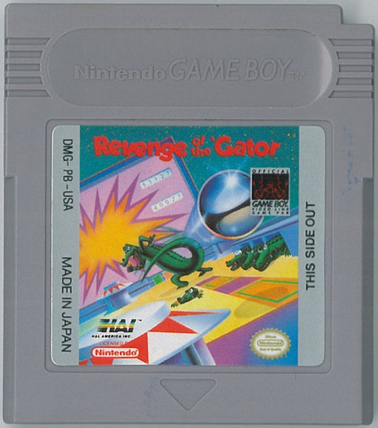 Revenge of the Gator for Game Boy, cartridge for a pinball video game with arcade-style gameplay, multiple tables, score-based challenges, and classic handheld action