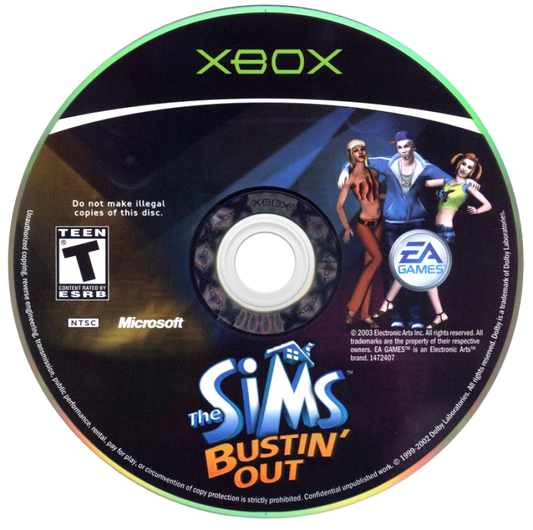 The Sims: Bustin' Out for original Xbox life simulation game featuring career progression open neighborhood exploration character customization social interactions story mode gameplay disc