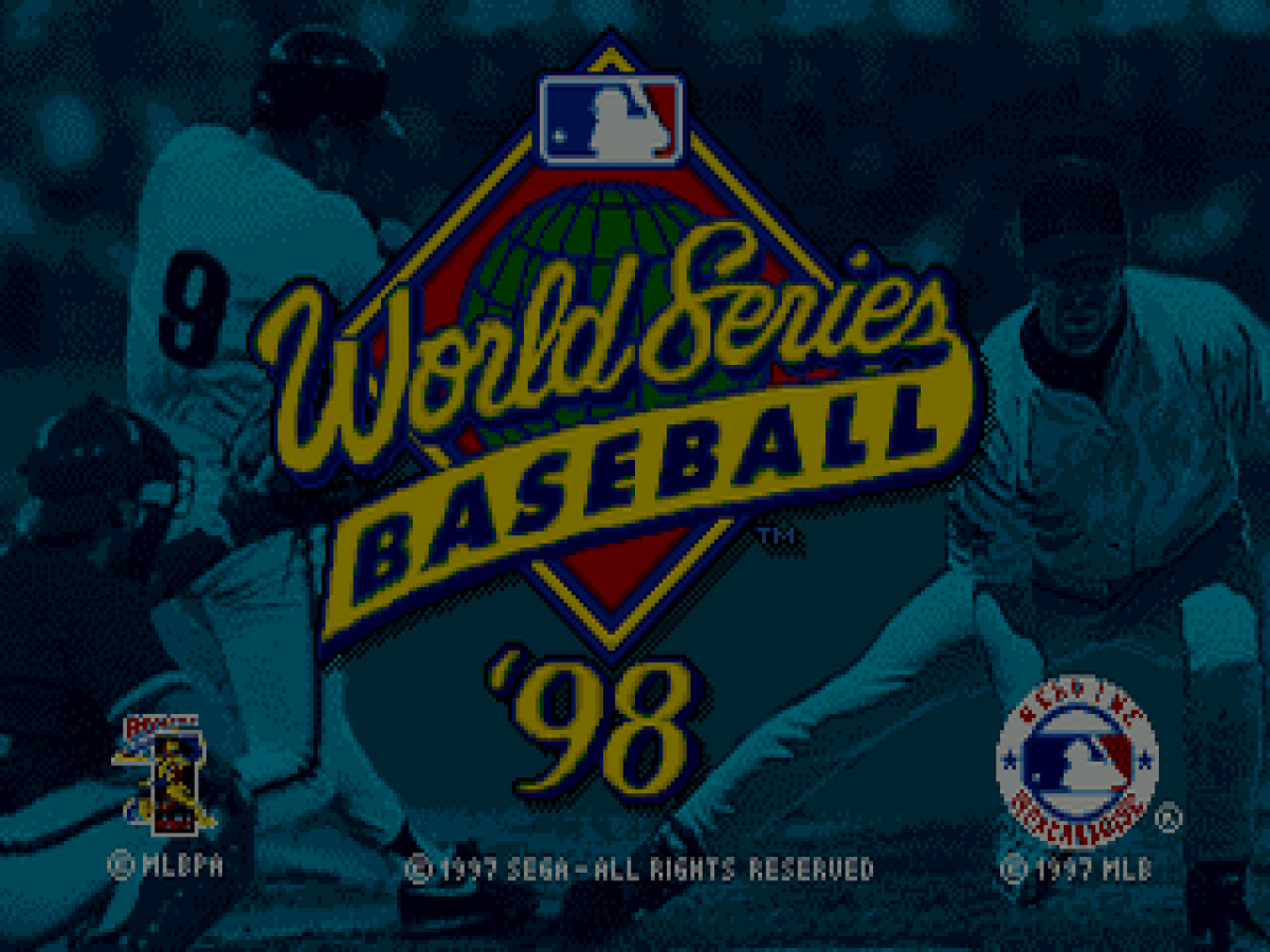 World Series Baseball 98 title screen for Sega Genesis (GEN) video game