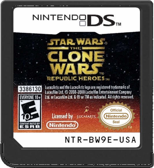 Star Wars Clone Wars Republic Heroes Nintendo DS game featuring action adventure gameplay, cooperative missions, and characters from the Star Wars The Clone Wars series cartridge
