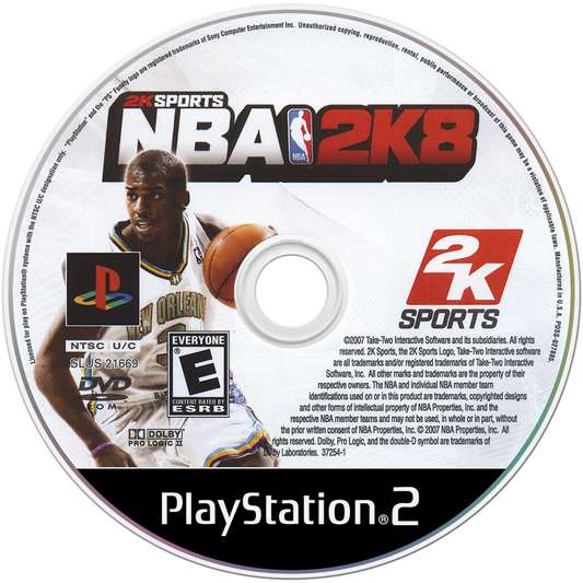 NBA 2K8 – PlayStation 2 (PS2) basketball sports video game disc