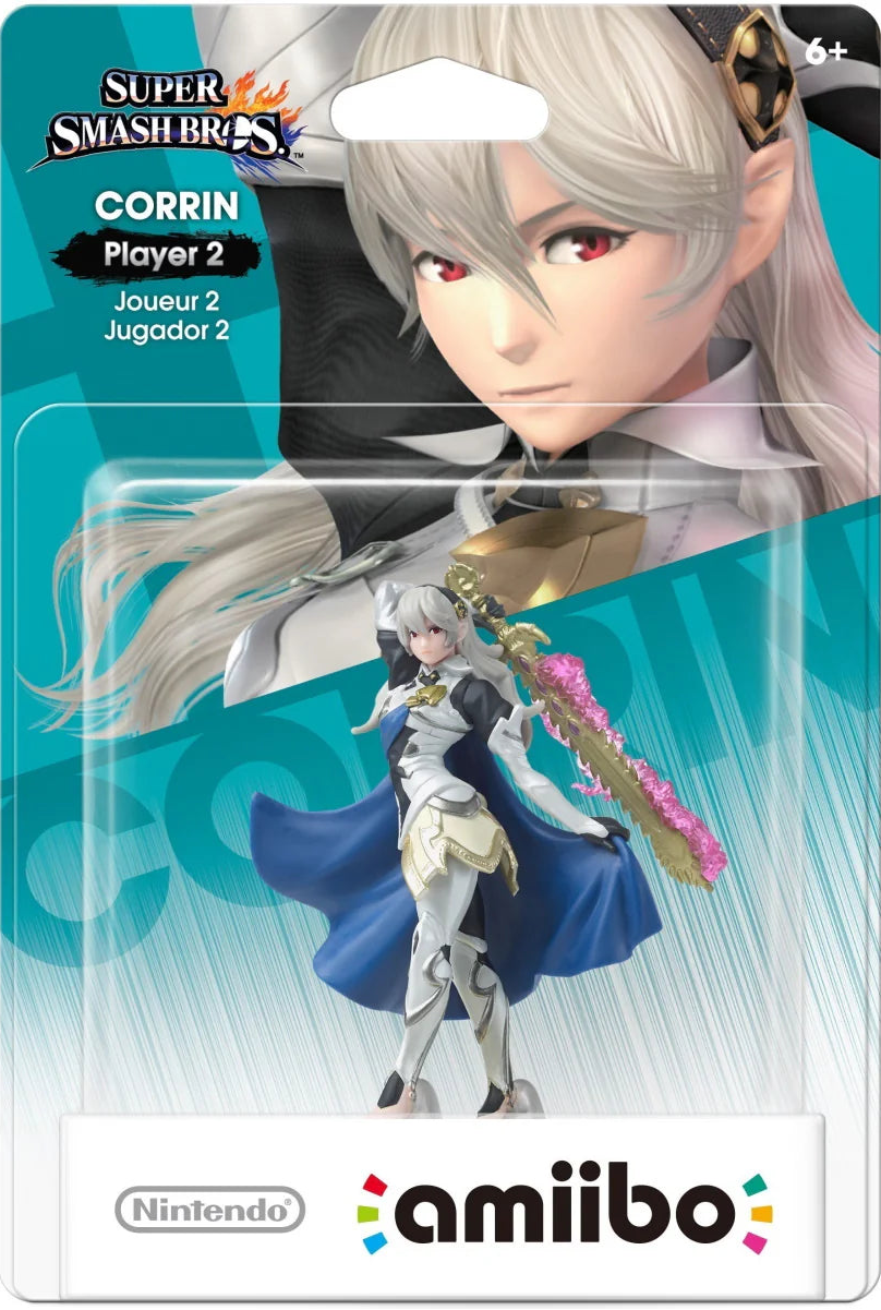Corrin Player 2 amiibo Nintendo Switch for video game enthusiasts featuring collectible Nintendo character figure alternate player 2 color variant compatible with Super Smash Bros Ultimate and select amiibo supported games unlocking in game features display worthy design and collectible gaming appeal box