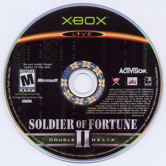 Soldier of Fortune II: Double Helix disc for Xbox (XBOX) video game