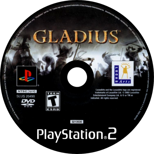 Gladius PlayStation 2 PS2 video game, tactical turn-based RPG, gladiator combat, strategy gameplay, classic console title disc