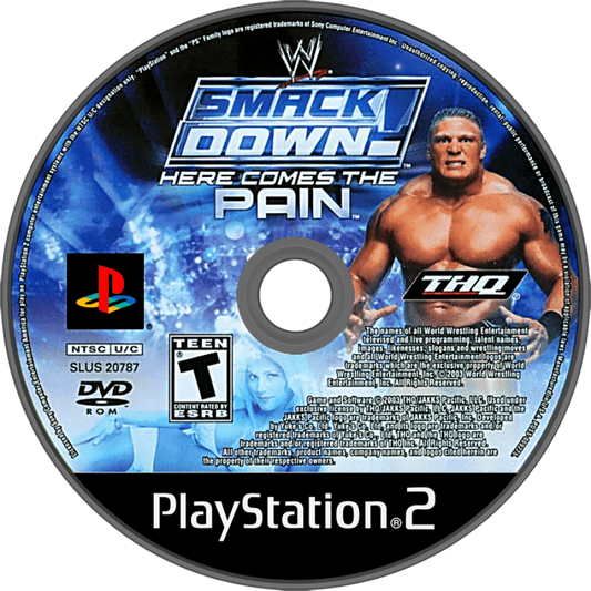 WWE SmackDown! Here Comes the Pain – PlayStation 2 (PS2) video game disc, pro wrestling.